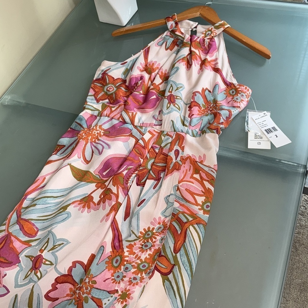 Julia Jordan Slip Dress Julia Jordan Flowy Multicolored Halter Dress  Size 2 - Picture 2 of 11